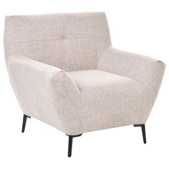 Beliani Sill&oacute;n De Tela Con Reposabrazos Patas De Metal Y Capiton&eacute; Decorativo Sal&oacute;n Moderno Beige Lakene