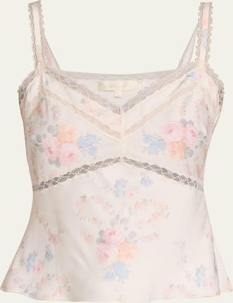 LoveShackFancy Lirena Lace-Trim Sleeveless Satin Top