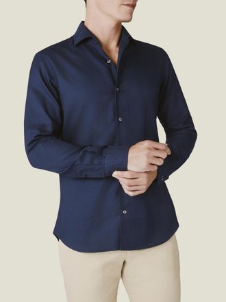 Luca Faloni Midnight Blue Cotton Poplin Classic Shirt