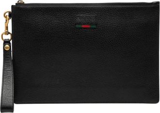 Gucci Pre-owned Gucci Leather Web Agora Clutch Unisex 428758 2061