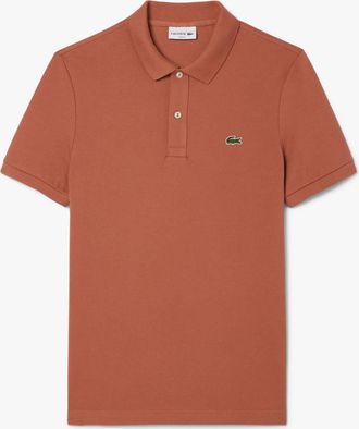 Lacoste Mens Slim-Fit L.12.12 Pique Polo Shirt in Red Cotton - Size X-Large