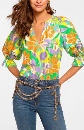 Ramy Brook Trixie Puff Sleeve Top in Retro Garden at Nordstrom Rack, Size Xx-Small