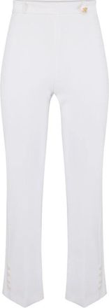 Elisabetta Franchi Straight Broeken - Dames - Straight fit broeken - Wit - M - Leer - Broeken