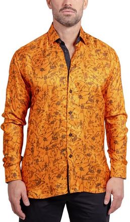 Maceoo Fibonacci Ascension Contemporary Fit Button-Up Shirt in Orange at Nordstrom, Size 3