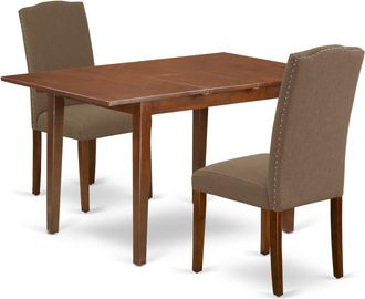 East West Furniture Dining Room Set Mahogany, PSEN3-MAH-18