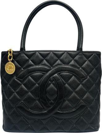Chanel Black Grained Calfskin Tote Bag (Pre-Owned)