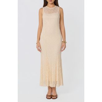 ASTR the Label Annabella Lace Overlay Midi Dress in Cream at Nordstrom, Size X-Small