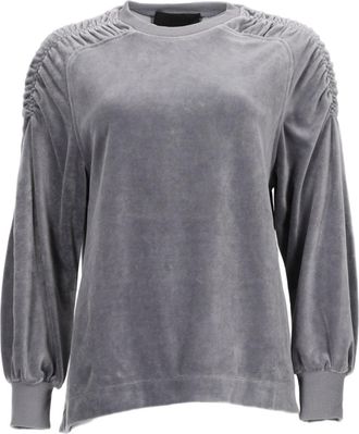 Alberta Ferretti Cotton Velour Sweatshirt with Gathered Shoulder Detailing