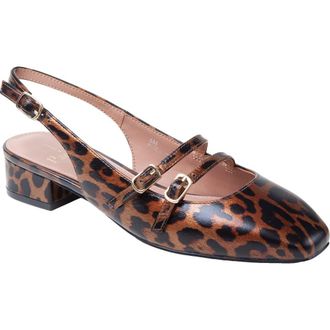Linea Paolo Cassianx Slingback Mary Jane Pump in Brown Print Leopard Patent at Nordstrom Rack, Size 7.5