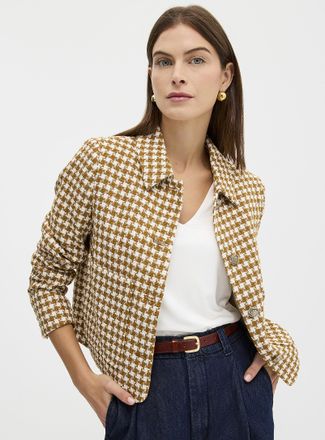 Contemporaine Womens Caramel herringbone Blazer Jacket