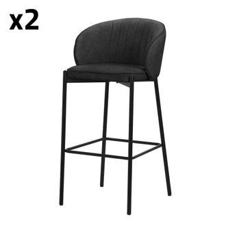 ML Design Set de 2 Taburetes de bar antracita 76cm tapizado, estructura met&aacute;lica