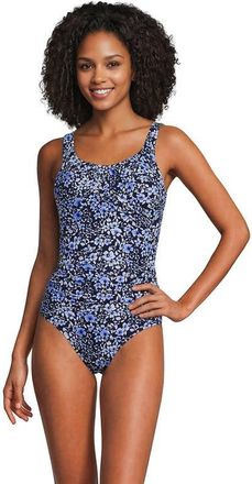 Lands End DD-Cup New SlenderSuit Carmela Underwire One Piece Swimsuit in Navy Meadow Floral at Nordstrom, Size 14