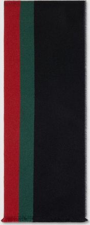 Gucci Wool Scarf With Web, Black, Wool