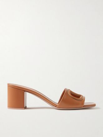 Valentino Garavani Mule Cut-out In Pelle Vlogo 60 - Marrone