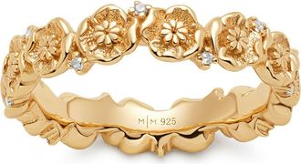 Made by Mary Cubic Zirconia Birthstone Flower Eternity Band Ring in Gold August at Nordstrom, Size 10