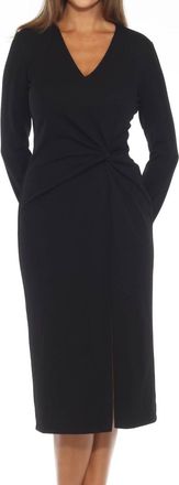 Joseph Ribkoff Knot Front Slit Midi Sheath Dress In Black