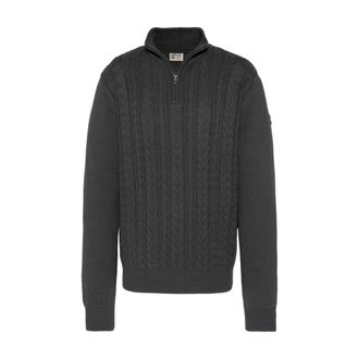 Schott NYC Pull camionneur maille torsad&eacute;e - Heren - Coltruien - Grijs - XL - Katoen - Truien & Vesten