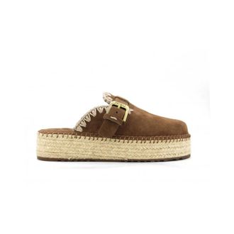 Mou Su&egrave;de klomp met jute sleehak - Dames - Slip ons - Bruin - 38 EU - Su&egrave;de - Schoenen