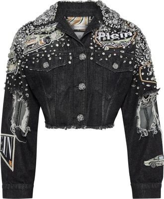 Philipp Plein Giacca denim con decorazione - Nero