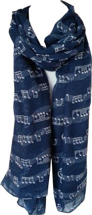 GlamLondon Music Print Scarf, Musical Note Printed Scarves, Ladies Soft Large Size Fashion Wrap Sarong Shawl (Blue)
