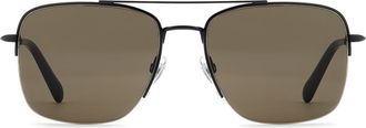 Fossil 57mm Rectangular Sunglasses in Matte Black/Brown at Nordstrom