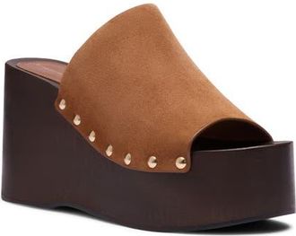 Stuart Weitzman Kate Studded Wedge Platform Slide Sandal in Doednu at Nordstrom, Size 7