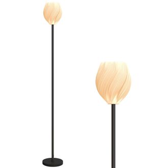 HOMCOM 3D Printed Standing Lamp with Shade - E27 Holder without Bulb - White | TJ Hughes