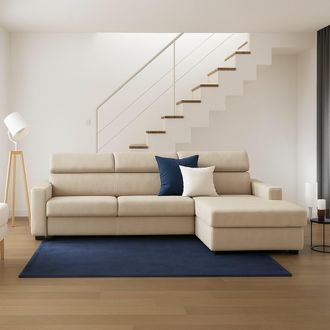 Dmora Sof&aacute; Fijo Dgritt, Sof&aacute; De Esquina, 100% Made In Italy, Sof&aacute; De Sal&oacute;n Con Chaise Longue, En Tela Acolchada - Pen&iacute;nsula Contenedor Derecho, Con Reposabr