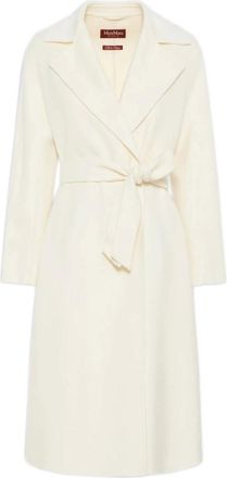 Max Mara Double-drap mantel van wol- kasjmier en zijde - Dames - Mantels - Wit - Maat: XS Zijde