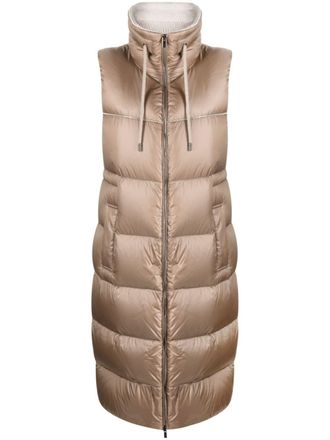 PESERICO padded long waistcoat - Brown