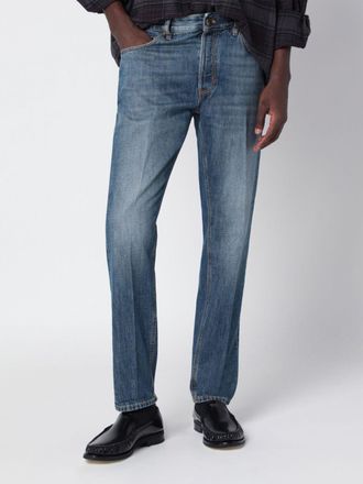 Pantaloni Torino Jeans tapered fit a vita media in denim di cotone a cinque tasche