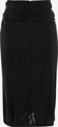 Saint Laurent Womens Viscose Draped Skirt Black