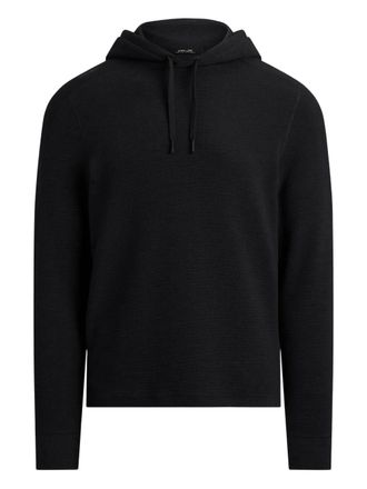 Ralph Lauren waffle-knit drawstring hoodie - men - Lyocell/Recycled Polyester/Spandex/Elastane/Cotton - L - Black
