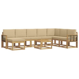 vidaXL Conjunto De Sof&aacute;s De Exterior Con Coj&iacute;n 9 Pcs Y Beige Vidaxl