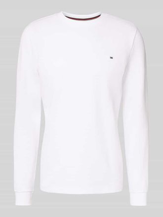 Christian Berg Longsleeve mit Strukturmuster und Rundhalsausschnitt in Weiss, Gr&ouml;&szlig;e 3XL