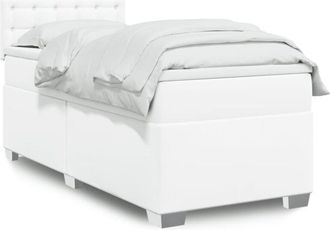 vidaXL Vidaxl - Cama Box Spring Con Colch&oacute;n Cuero Sint&eacute;tico Blanco 90x190 Cm