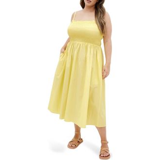 City Chic Jolie Midi Sundress in Lemon at Nordstrom Rack, Size Xxl/24W