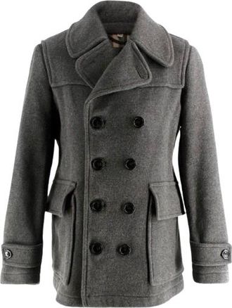 Burberry Grey Wool Double Breated Jacket/coat Size M