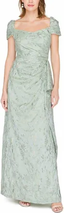 JS Collections Blossom Cascade Embroidered Pleated Gown in Sea Foam at Nordstrom, Size 10