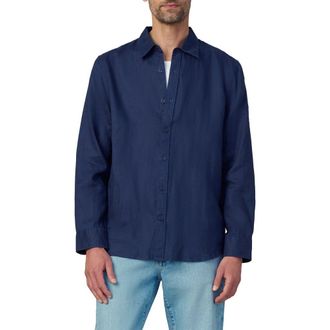 Joe's Jakob Linen Button-Up Shirt in True Navy at Nordstrom Rack, Size X-Large