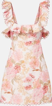 Zimmermann Como floral ruffled linen minidress