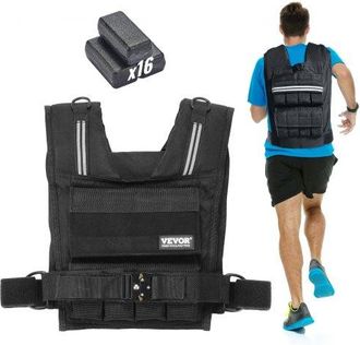 OEM Chaleco Con Peso Ajustable De 15,85 Kg Con Pesas De Hierro, Hombreras Y Franja Reflectante, Conjunto De Ejercicios Con Chaleco Con Peso Corporal Para 