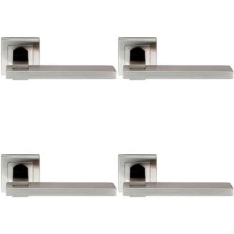 Loops 4x PAIR Square Cut Rectangular Handle on Square Rose Concealed Fix Satin Steel in Metallics