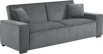 Sweeek Sof&aacute; cama de pana de 3 plazas, gris oscuro