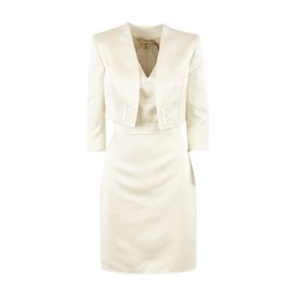 Elisabetta Franchi Party Dresses, female, White, Size: XL Dress in duchess satin and tulle with jacket