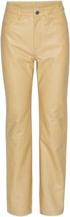 Remain Luxe Leren Broek - Dames - Leren Broeken - Geel - XS - Leer - Broeken