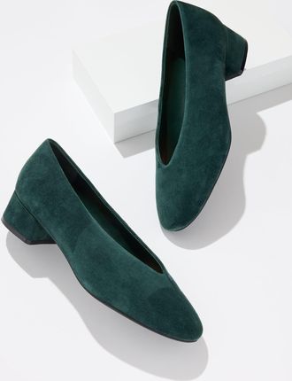 Talbots Winona Suede Block Heel Pumps - Hunter - 10 1/2 M Talbots