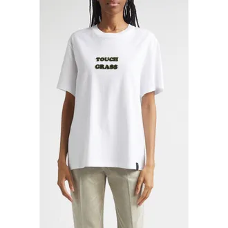 Stella McCartney Touch Grass Organic Cotton Boyfriend T-Shirt in Pure White at Nordstrom, Size X-Large