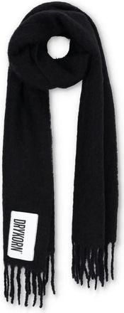Drykorn Zwarte Alpaca Wollen Sjaal met Franjes - Dames - Wintersjaals - Zwart - ONE Size - Wol - Accessoires