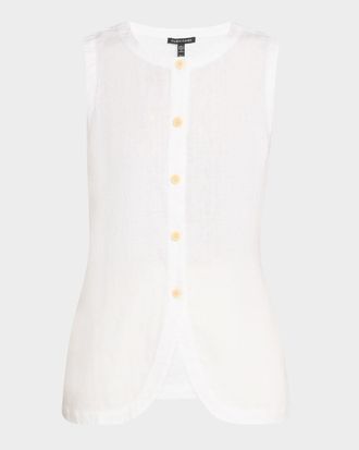Eileen Fisher Button-Down Organic Linen Vest